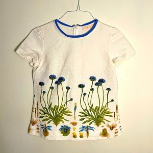 Tory Burch Spring Summer 2013 Designer Brand Blouse with embroidered cornflower
